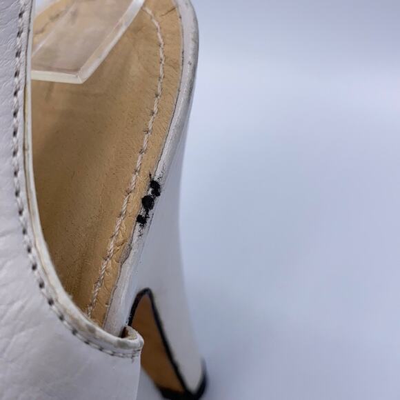 Looky White Leather Slingback Peep Toe Cutout Heeled Sandals Bootie Size 36 US 6 - Picture 13 of 16